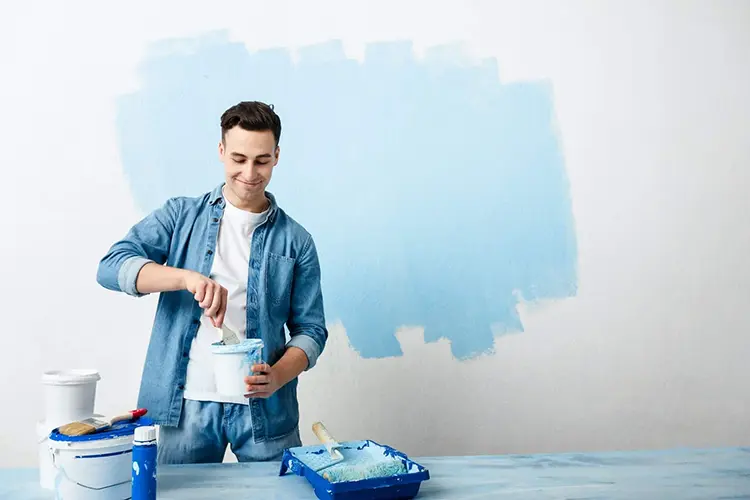 Modern kitchen interior painting with vibrant colors in Edmonton